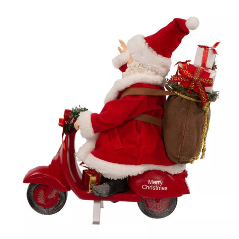 Kurt S. Adler Figurine Père Noël en résine sur Vespa H25 cm