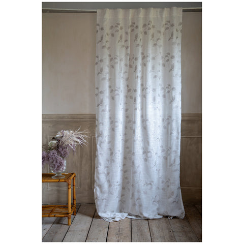 Blanc Mariclò Lot de deux rideaux beiges avec broderie florale, Shabby Chic 140x290 cm