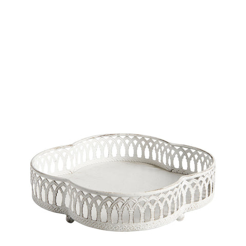 Mathilde M Set 2 vassoi decorativi in metallo bianco effetto anticato