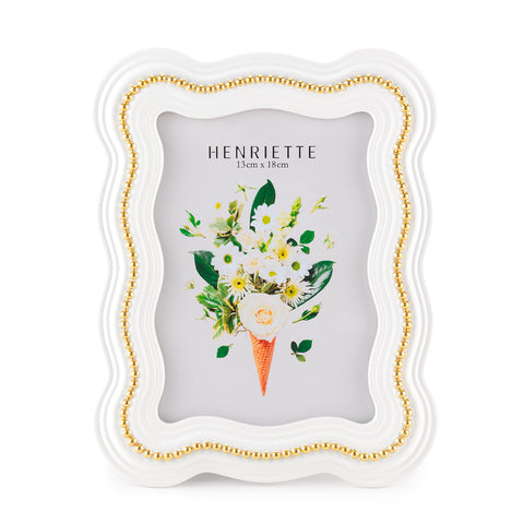 Henriette Collier Photo Frame in white/gold resin "Ostuni" 19x24cm (13x18 cm)