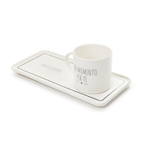 Nuvole di Stoffa Mug en porcelaine avec plateau "My Home" 160 ml