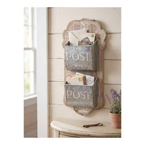 Clayre & Eef Porta lettere legno e metallo anticato 26x10x53 cm
