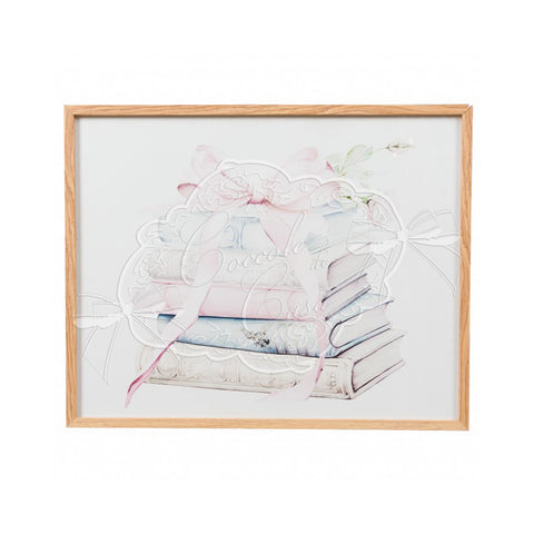 Coccole di Casa Quadro in legno Libri con fiocco 50x40x2 cm 2 varianti(1 unità)