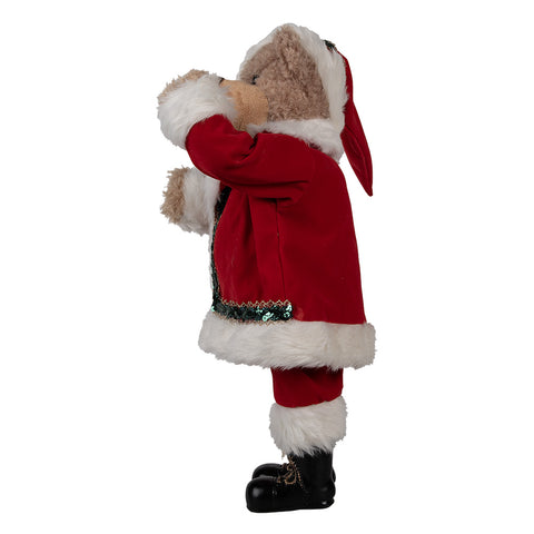 Clayre &amp; Eef Figurine ours en costume de Père Noël H55 cm