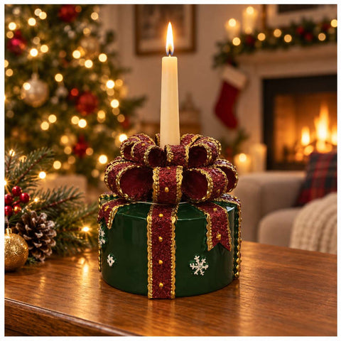 Fiori di Lena Candeliere di natale Pacco Regalo in resina D9xH9 cm