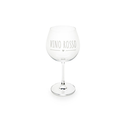 Nuvole di Stoffa Set 2 calici vino in vetro con dedica "Vino Rosso" 643 ml