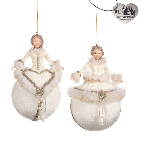 GOODWILL Christmas bauble with lady in resin 14.5 cm 2 variants (1pc)