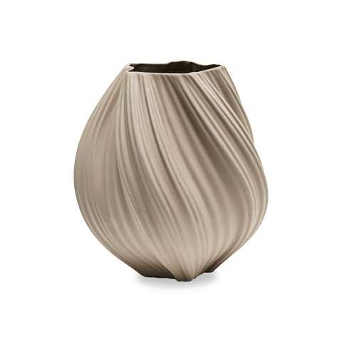 Henriette Vaso Tourbillon portafiori in porcellana mat cipria "Flussi" 26xH29 cm - Angelica Home Stabia