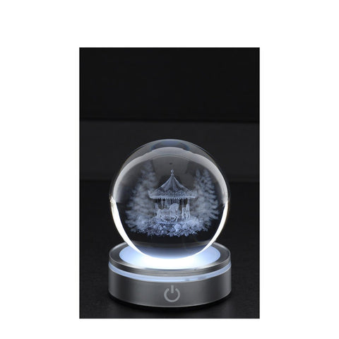 Hervit Sphère de Noël en cristal Crystal Planet carrousel motif 3D D8 cm