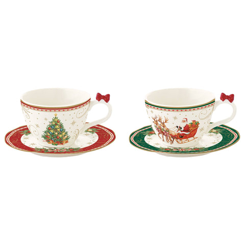 Easy Life Set 2 tazzine caffè di natale in porcellana "Christmas Heritage" 120 ml