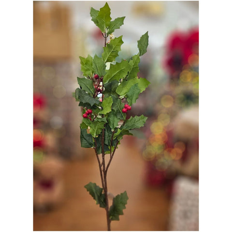 Branche de houx décorative de Noël Lena Flowers H105 cm