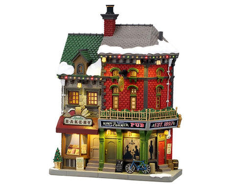LEMAX Edificio luci led "King's Corner Pub" in resina H27.8x20.5x8 cm