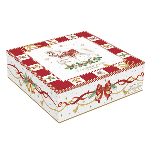 Easy Life Coffret de 4 assiettes à dessert en porcelaine « Conte de Noël » D16 cm