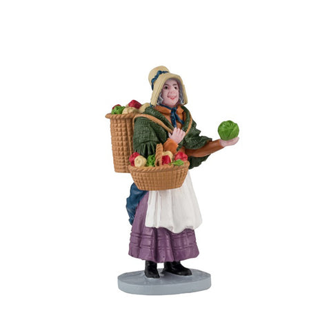 LEMAX Marchande de légumes "Vendeuse de légumes" en résine H6,8 x 3,5 x 4 cm
