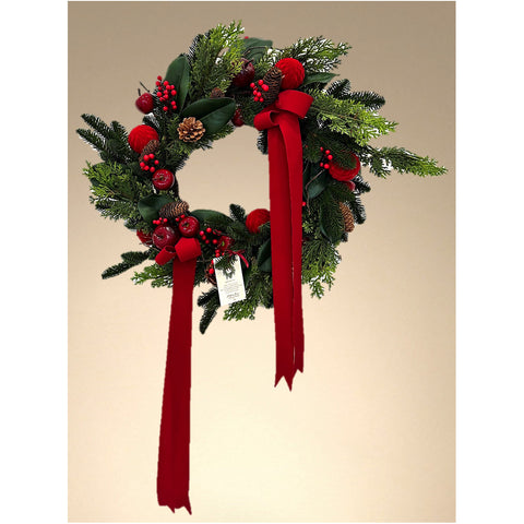 Madame Fioccò Ghirlanda / Fuoriporta di Natale con pigne D60 cm