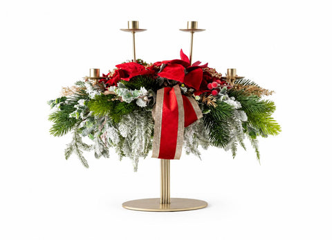 Fiori di Lena Candeliere natalizio 4 fiamme in metallo con stelle di natale H50 cm