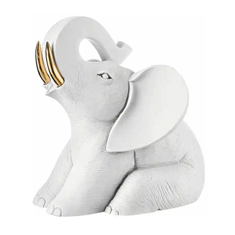 Bongelli Preziosi Statuina Elefante in polvere di marmo bianco/oro 16x15 cm