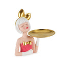 Henriette Statuina decorativa Nora in resina con vassoio "Majorette" 26xH27 cm - Angelica Home Stabia