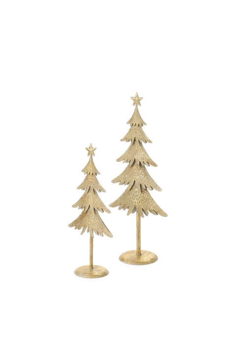 Lot de 2 sapins en métal antique « Chant de Noël » H32/39,5 cm