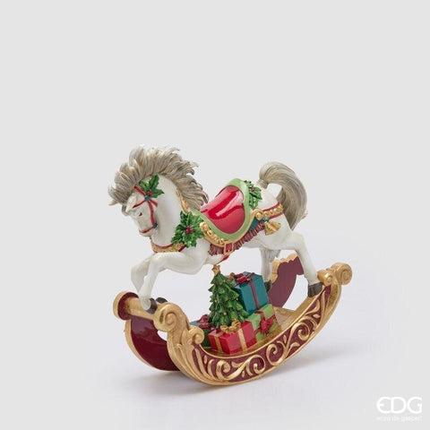 EDG Decoro natalizio cavallo a dondolo in poliresina 34x13xH37 cm