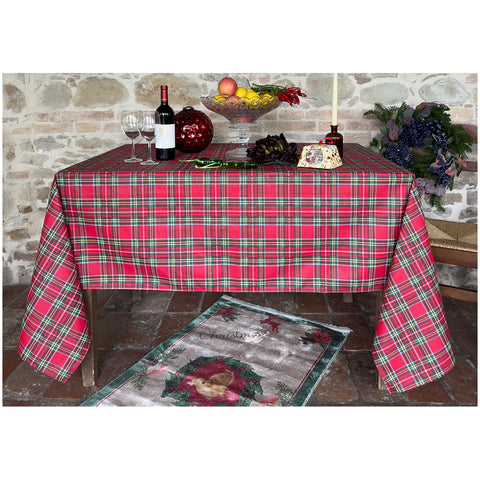 L'Atelier 17 Nappe de Noël enduite de résine tartan écossais "In&amp;Out Xmas" 135x360 cm 3 variantes (1pc)