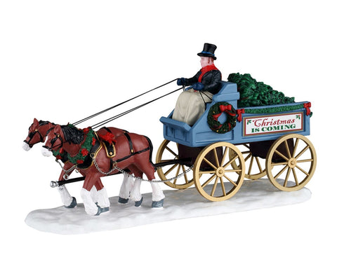 LEMAX Personaggio su carrozza "Christmas Is Coming" H11x21.5x6.6 cm