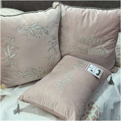 L'Atelier 17 Cuscino con ricamo "Merry Christmas" Shabby 9 varianti (1pz)