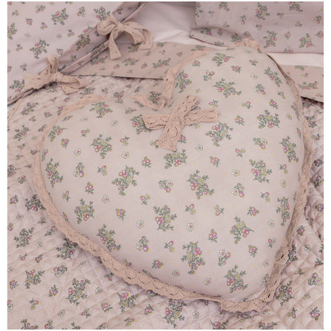 L'Atelier 17 Cuscino arredo Cuore con pizzo "Cuor di Magnolia" 45x50 cm