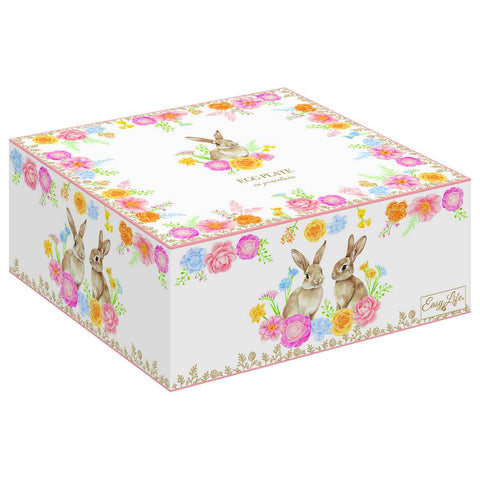 Easy Life Portauova di pasqua in porcellana con coniglio e fiori "Tres Jolie" D21 cm