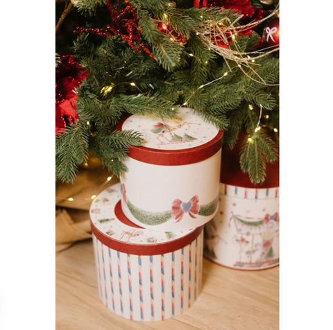 Lot de 3 boîtes carrousel de Noël en tissu Nuages ​​20/23/26 cm