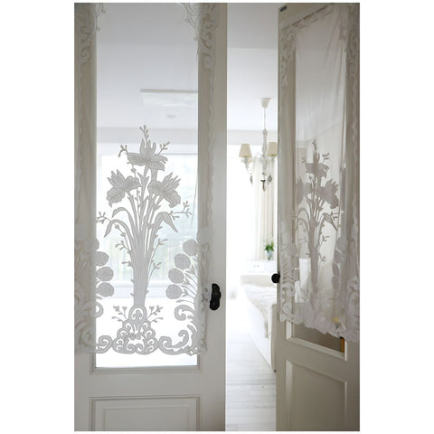 Mia per te Set 2 Tendine vetrage in lino avorio ricamo floreale "Dione" 60x220 cm