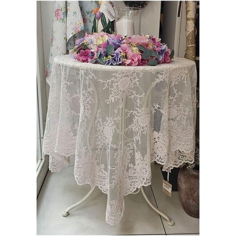 Charming table cover in total lace "Maria Antonietta" Made in Italy 120x120 cm 2 variants (1pc)