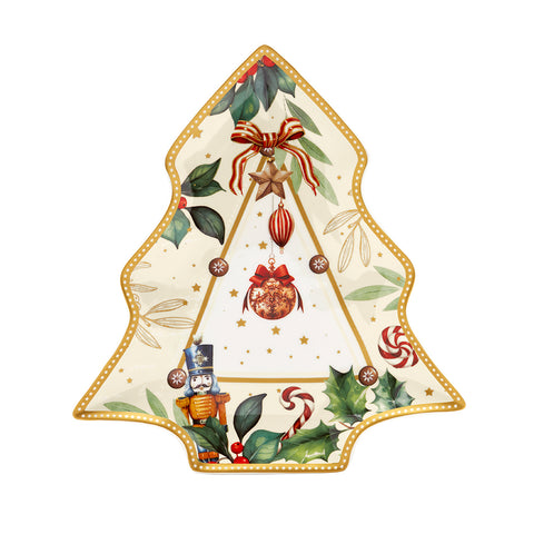 Fade Christmas tree porcelain tray "Alya" 30x28 cm