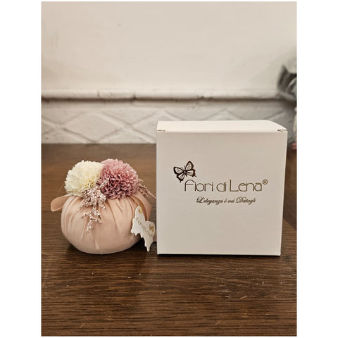 Fiori di Lena Puffo artigianale con mini Dalie e nebbiolina D8xH8 cm 2 varianti(1 unità) - Angelica Home Stabia