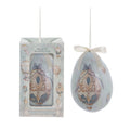 Blanc Mariclò Decoro uovo di pasqua da appendere con coniglio "Rococo" D8.5xH10 cm 4 varianti(1 unità) - Angelica Home Stabia