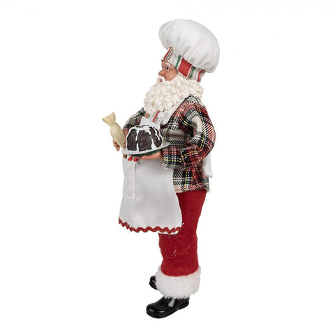 Clayre &amp; Eef Statuette de chef Père Noël en tissu 16x9xH28 cm 