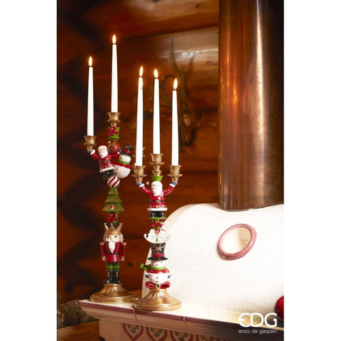 EDG Three flame Christmas candle holder in resin H52 cm