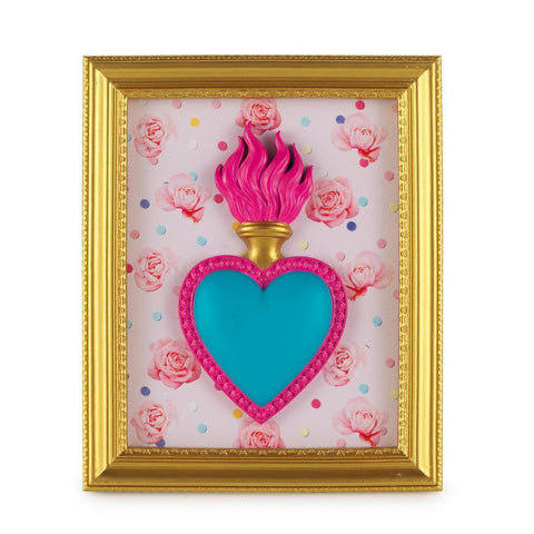 Henriette Quadro decorativo cornice cuore e rose con piede "Ton Coeur" 22x18 cm - Angelica Home Stabia