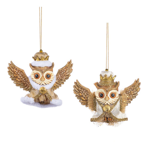 SUN KING BAROQUE FLYING OWL ORN ASS/2 BRWN 14CM