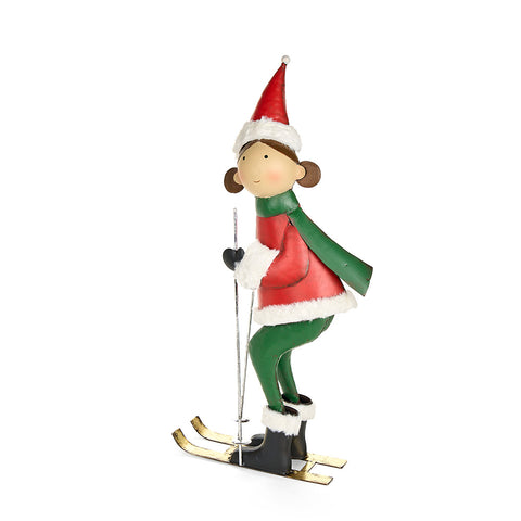 Cloth Clouds Figurine of Child Skier "Christmas Card" H60 cm 2 variants (1pc)