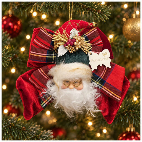 Fiori di Lena Decoro Babbo Natale fiocco tartan scozzese