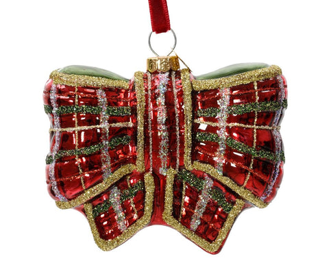 Kaemingk Glitter Glass Christmas Bow Decoration 9x3xH8 cm