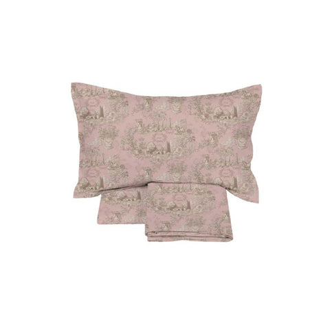 Copripiumino e federa in stile shabby chic rosa con motivo provenzale, tessile camera da letto
