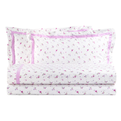 Pearl White Complete double bed in cotton + 2 "Gelsomino" pillowcases, 2 variants
