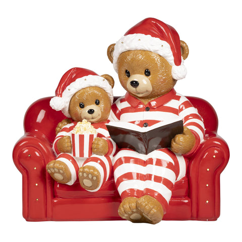 TIMSTOR Statua natalizia orsi su divano decoro di natale poliresina 86x50x80 cm