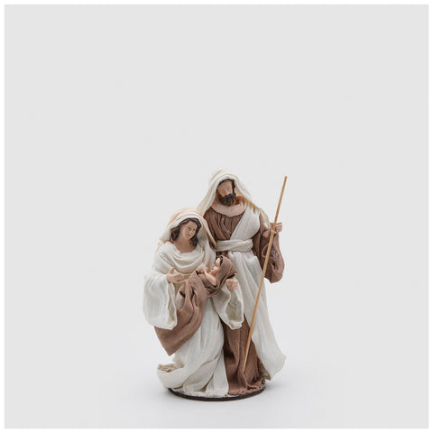EDG Statuina natività lord sacra famiglia in resina bianco/nocciola H22 cm