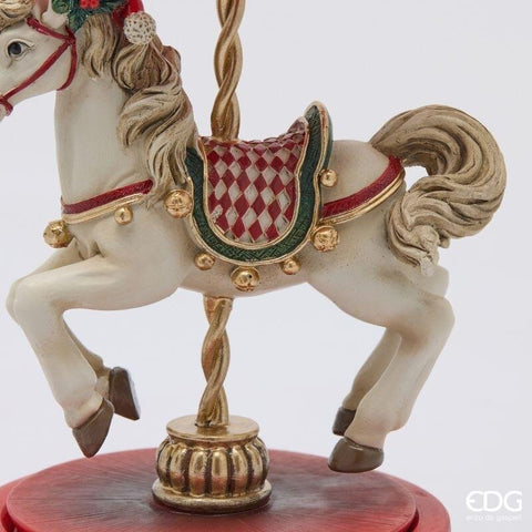 EDG Carousel horse musical box carousel decoration polyresin D12 H24 cm