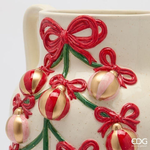 EDG Vaso di natale con decoro abete ceramica D22xH30 cm