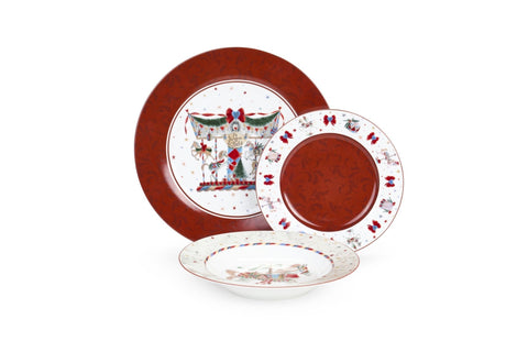 Service de table de Noël Cloth Clouds pour 6 personnes, 18 pièces « Carousel » D26/19/21 cm