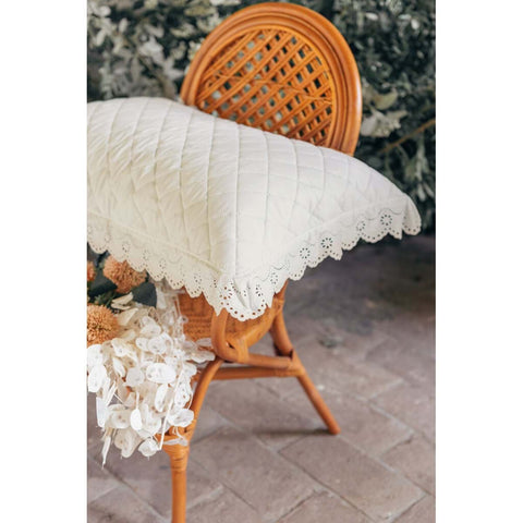 Blanc Mariclò Lot de 2 taies d'oreiller naturelles avec volants en dentelle "Estate di Sangallo", 50x80 cm